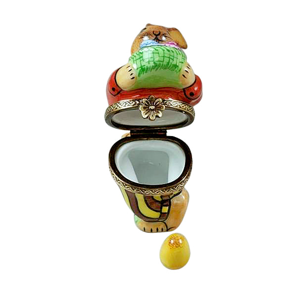 Load image into Gallery viewer, Brown Easter Rabbit with Removable Egg Limoges Box