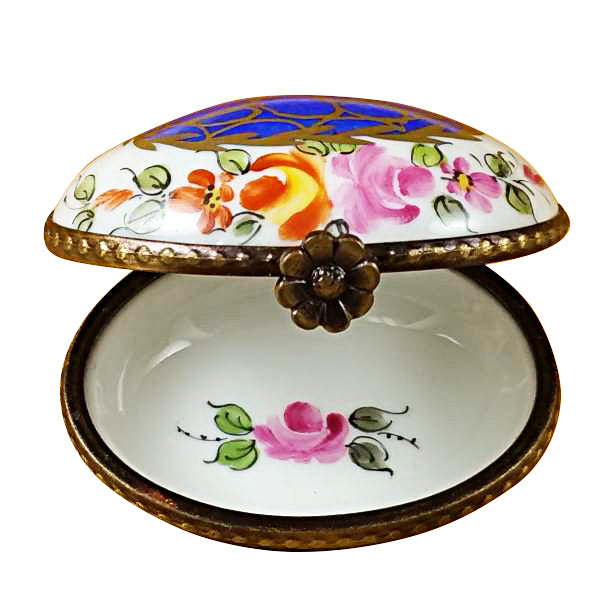 Load image into Gallery viewer, Blue Oval with Gold Circles Limoges Box