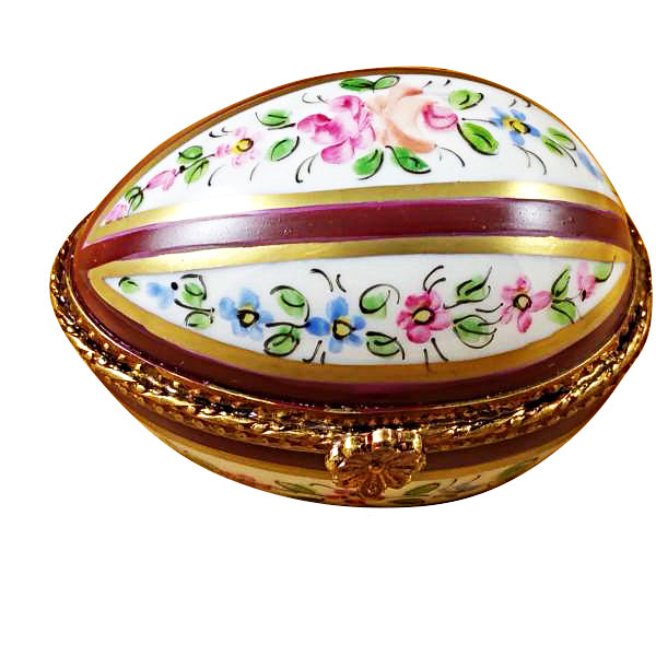 Load image into Gallery viewer, Burgundy Striped Egg Limoges Box