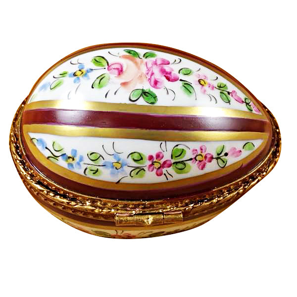 Load image into Gallery viewer, Burgundy Striped Egg Limoges Box