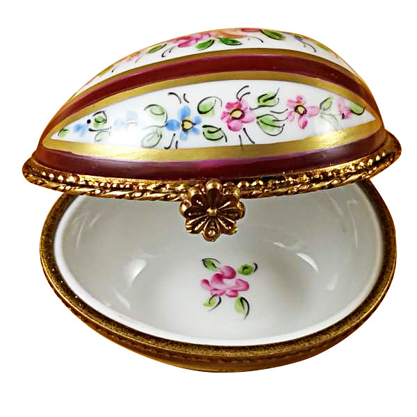 Load image into Gallery viewer, Burgundy Striped Egg Limoges Box
