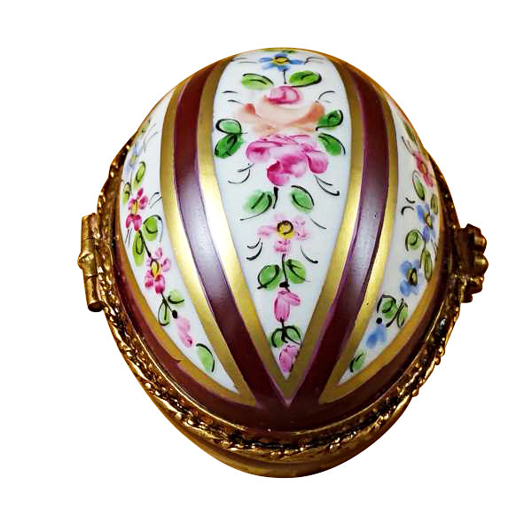 Load image into Gallery viewer, Burgundy Striped Egg Limoges Box