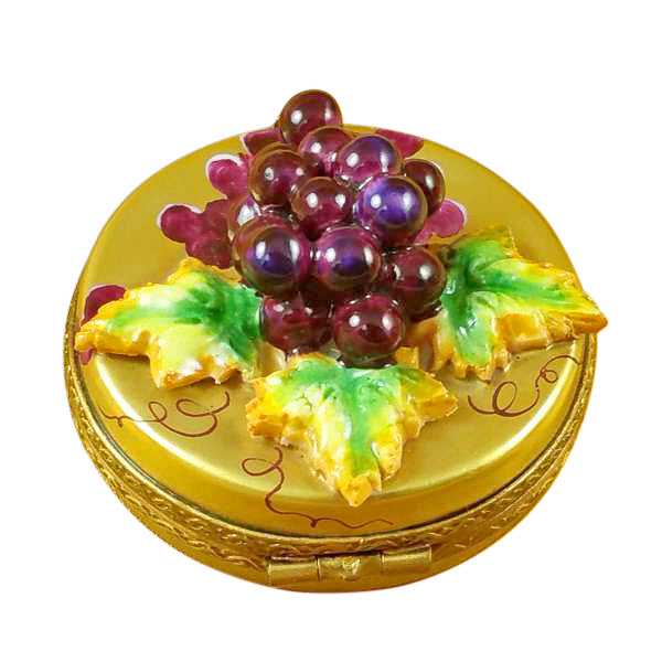 Load image into Gallery viewer, Grapes on Gold Oval Limoges Box