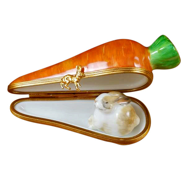 Load image into Gallery viewer, Rochard "Carrot with Rabbit" Limoges Box