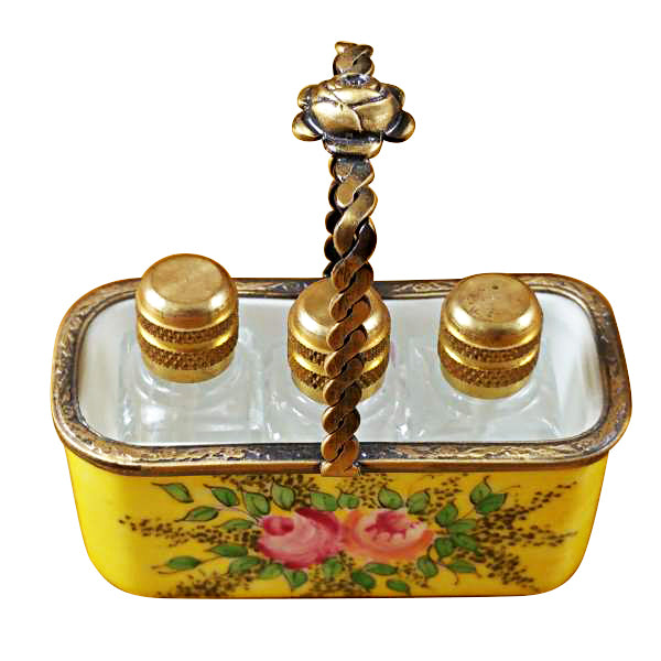 Load image into Gallery viewer, Yellow Basket with Three Bottles Limoges Box