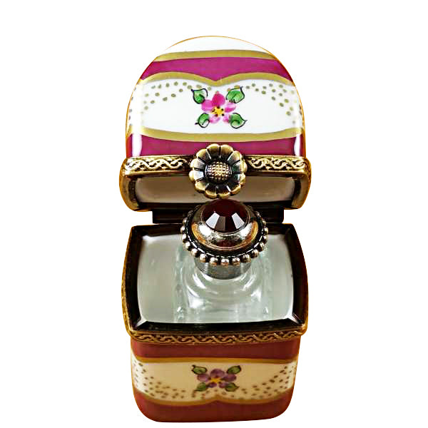 Load image into Gallery viewer, Burgundy Tall with Flowers & Bottle Limoges Box