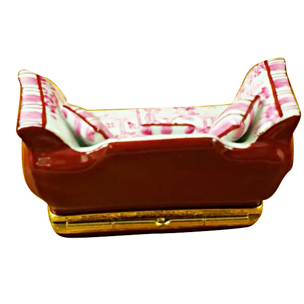 Load image into Gallery viewer, Pink Toile Sofa with Pillows Limoges Box