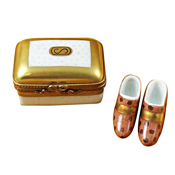 Load image into Gallery viewer, Gold box with Shoes Limoges Box