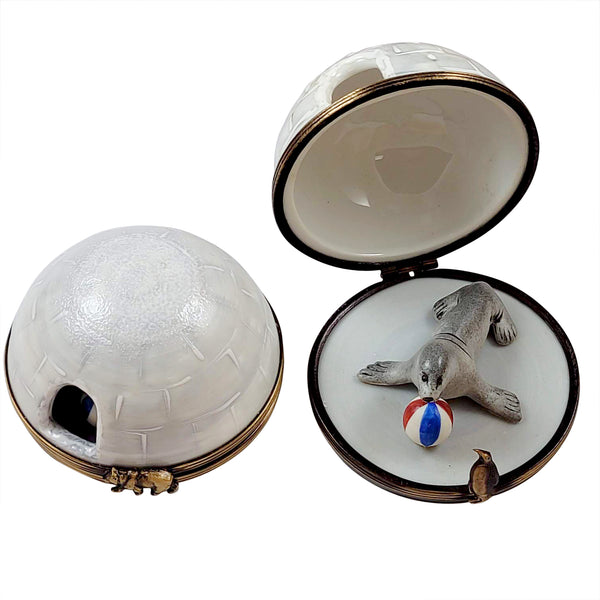 Load image into Gallery viewer, Igloo with Seal Limoges Box