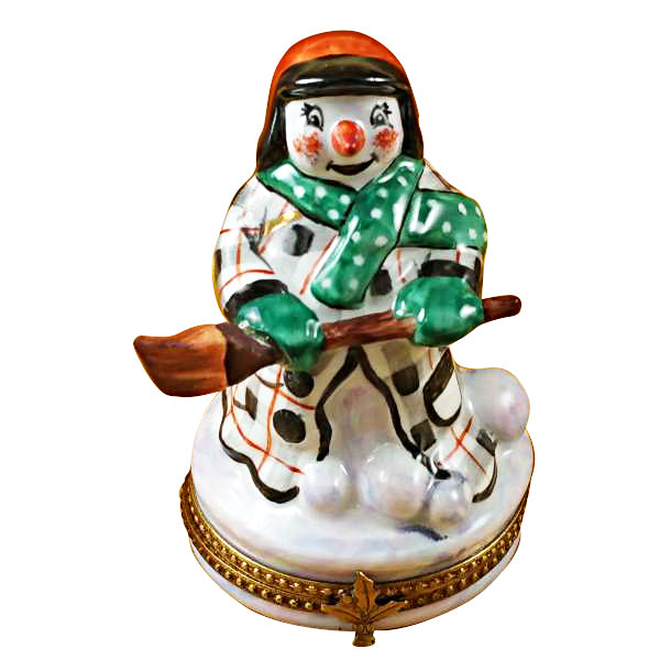 Load image into Gallery viewer, Snowman with Coat Limoges Box