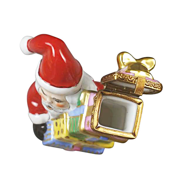 Load image into Gallery viewer, Santa with Stacked Presents Limoges Box
