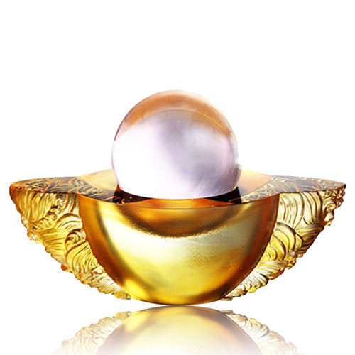 Liuli Crystal Paperweight, Feng Shui, As The Good World Turns-Kindness Turns This Good World - Amber