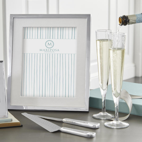 Load image into Gallery viewer, Mariposa White Leather with Metal Border 8x10 Frame