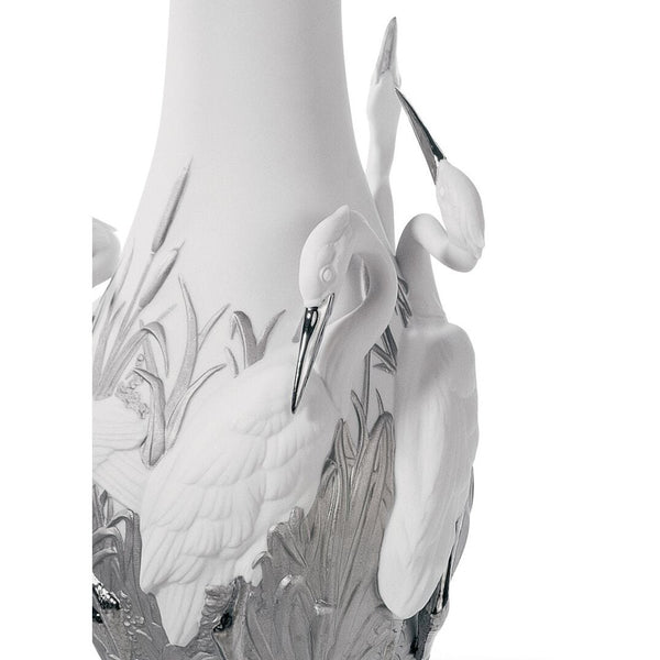 Load image into Gallery viewer, Lladro Herons' Realm Vase - Silver Lustre