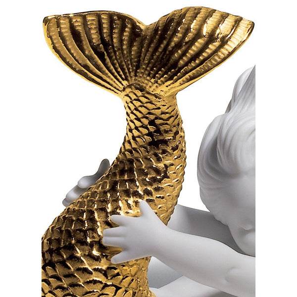 Load image into Gallery viewer, Lladro Playing at Sea Mermaid Figurine - Golden Lustre