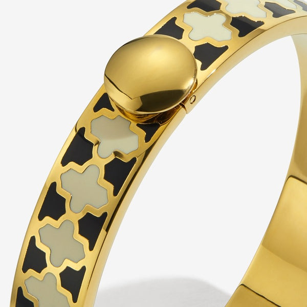 Load image into Gallery viewer, Halcyon Days "Agama Black, Cream & Gold" Bangle