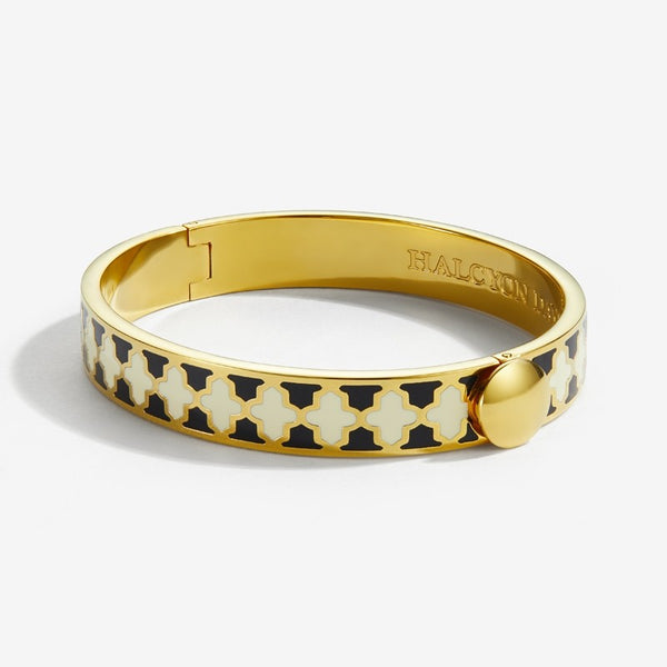 Load image into Gallery viewer, Halcyon Days "Agama Black, Cream & Gold" Bangle
