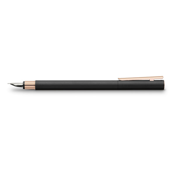 Load image into Gallery viewer, Faber-Castell NEO Slim Fountain Pen, Black Matte and Rose Gold