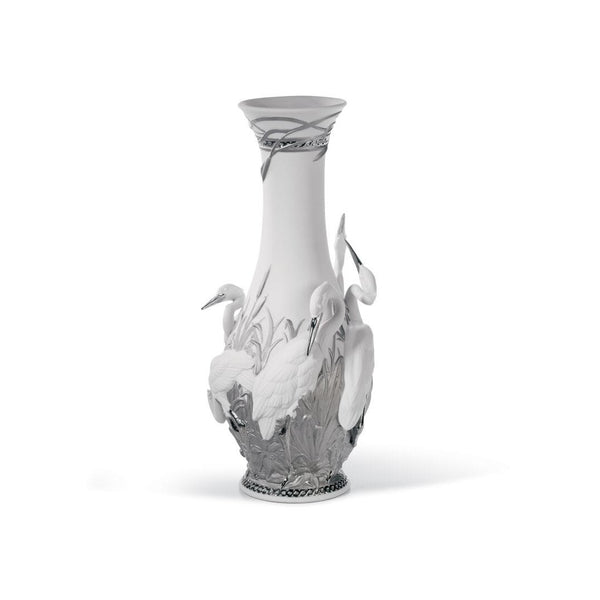 Load image into Gallery viewer, Lladro Herons' Realm Vase - Silver Lustre