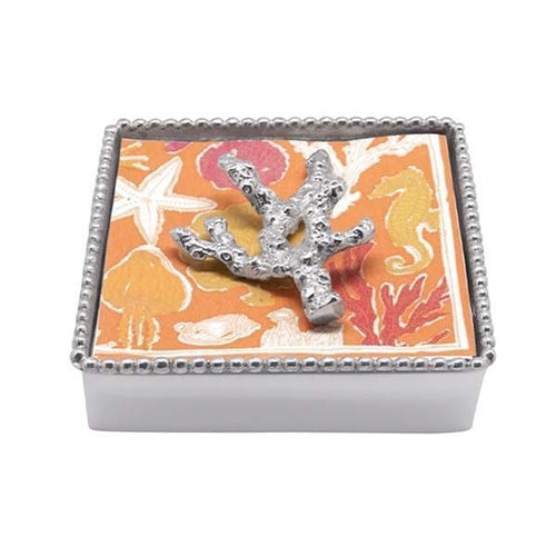 Mariposa Coral Beaded Napkin Box