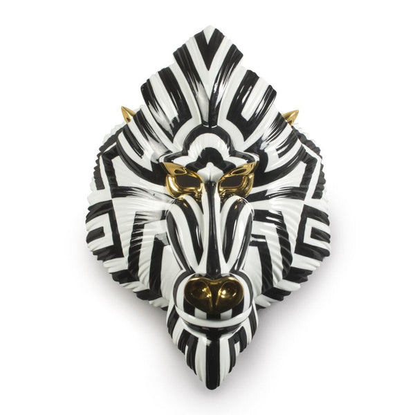 Load image into Gallery viewer, Lladro Mandrill Mask - Black and Gold - Sculpture