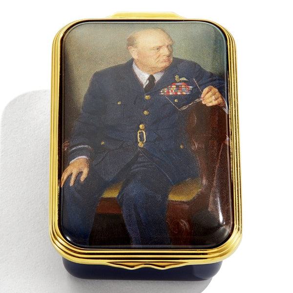 Load image into Gallery viewer, Halcyon Days "Churchill Portrait by Chandor" Enamel Box