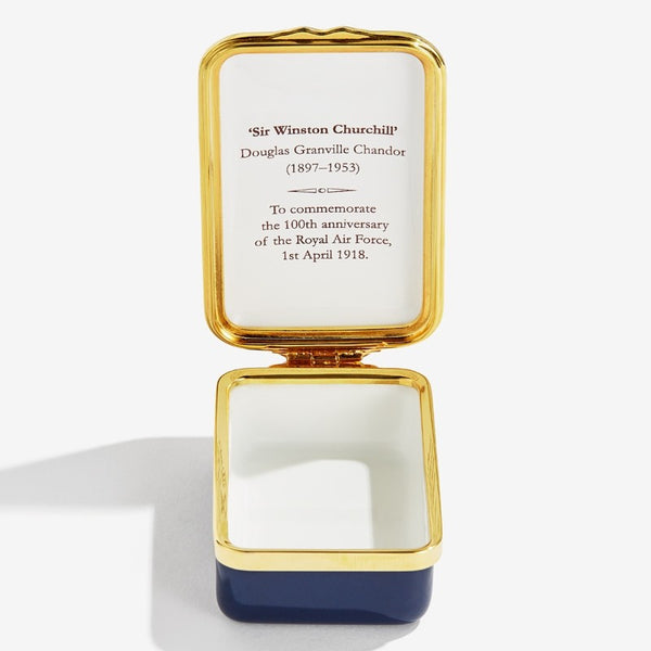 Load image into Gallery viewer, Halcyon Days "Churchill Portrait by Chandor" Enamel Box