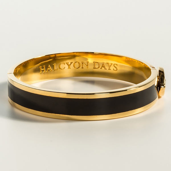 Load image into Gallery viewer, Halcyon Days "Evil Eye Sparkle Button Midnight & Gold" Bangle
