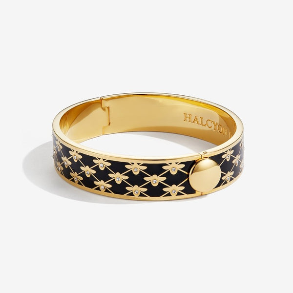Load image into Gallery viewer, Halcyon Days "Bee Sparkle Trellis Black & Gold" Bangle
