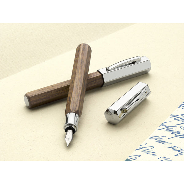 Load image into Gallery viewer, Faber-Castell Ondoro Fountain Pen, Smoked Oak Wood