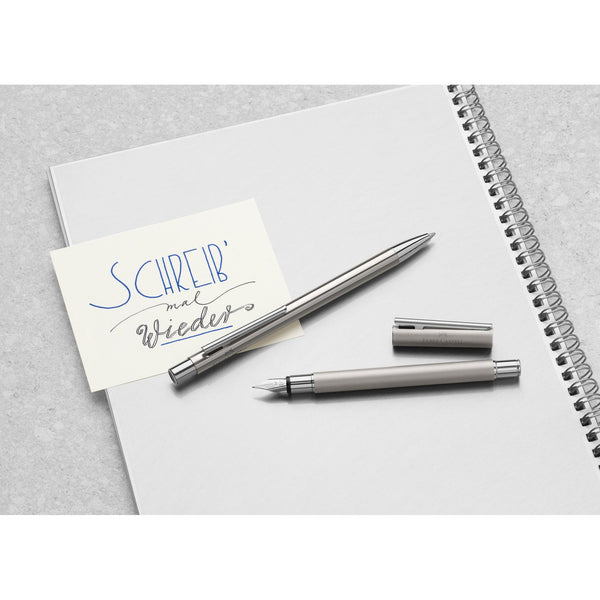 Load image into Gallery viewer, Faber-Castell NEO Slim Fountain Pen, Matte Stainless Steel