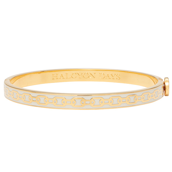 Load image into Gallery viewer, Halcyon Days "Skinny Chain Cream & Gold" Bangle