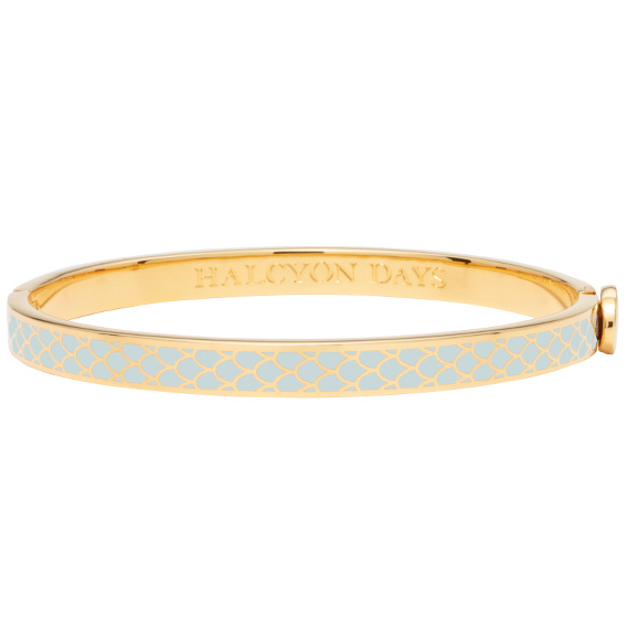 Load image into Gallery viewer, Halcyon Days "Skinny Salamander Forget-Me-Not Blue & Gold" Bangle