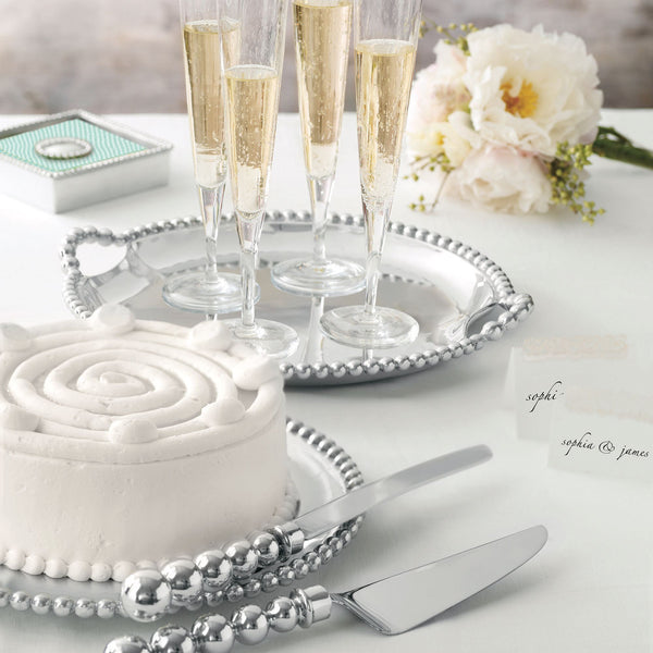 Load image into Gallery viewer, Mariposa Pearled Cake Server Set