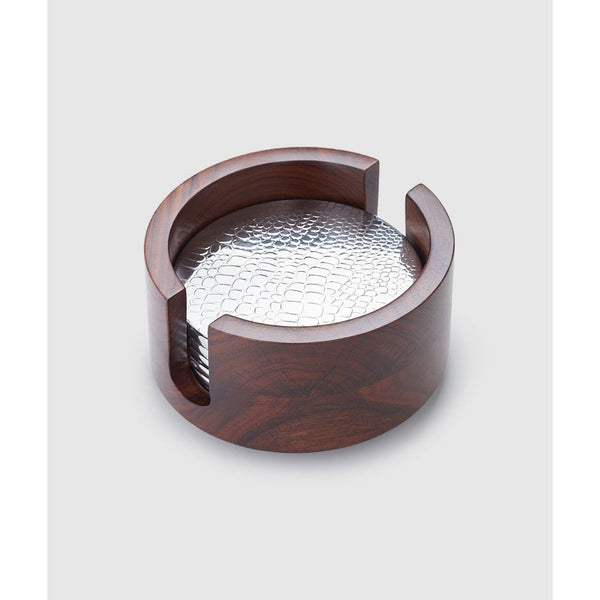 Load image into Gallery viewer, Mary Jurek Design Kenya Wood 6 Coaster Set with Crocodile Pattern
