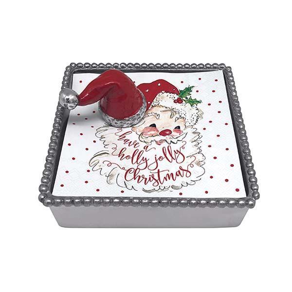 Load image into Gallery viewer, Mariposa Red Santa Hat Beaded Napkin Box