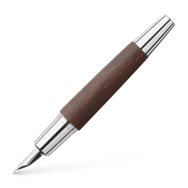 Load image into Gallery viewer, Faber-Castell e-motion Fountain Pen, Wood and Chrome Dark Brown