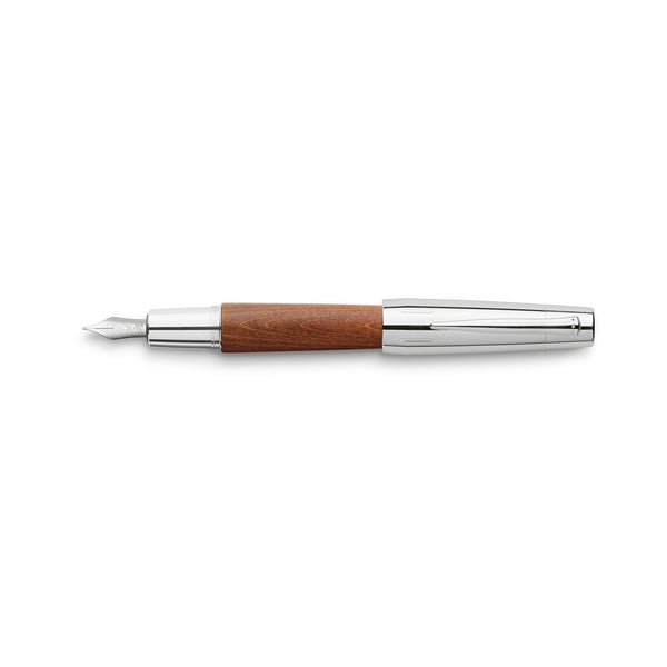 Load image into Gallery viewer, Faber-Castell e-motion Fountain Pen, Wood and Chrome Brown