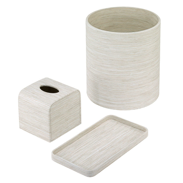 Load image into Gallery viewer, Bodrum Linens Grasscloth Bath Accessories - Ecru
