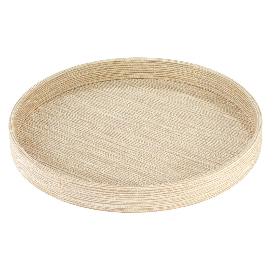 Bodrum Linens Grasscloth Latte Round Tray
