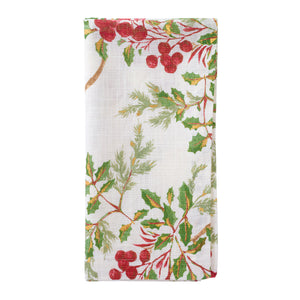 Bodrum Linens Holly Berry - Linen Napkins - Set of 4