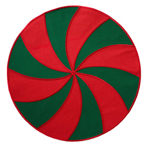 Bodrum Linens Candy Cane 15" Round Mat - Easy Care Placemats - Set of 4