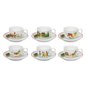 Vista Alegre Christmas Magic Set 6 Tea Cups And Saucers