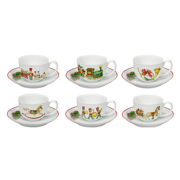 Load image into Gallery viewer, Vista Alegre Christmas Magic Set 6 Tea Cups And Saucers
