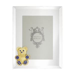 Olivia Riegel Gold Teddy Bear with Sapphire Crystals 5" x 7" Frame