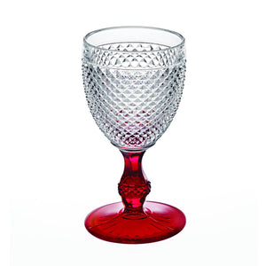 Vista Alegre Bicos Bicolor Goblet with Red Stem, Set Of 4