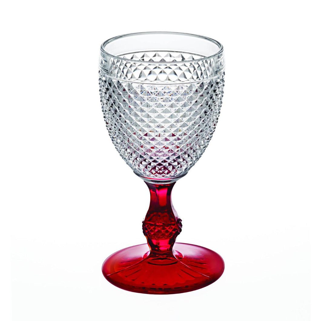 Vista Alegre Bicos Bicolor Goblet with Red Stem, Set Of 4