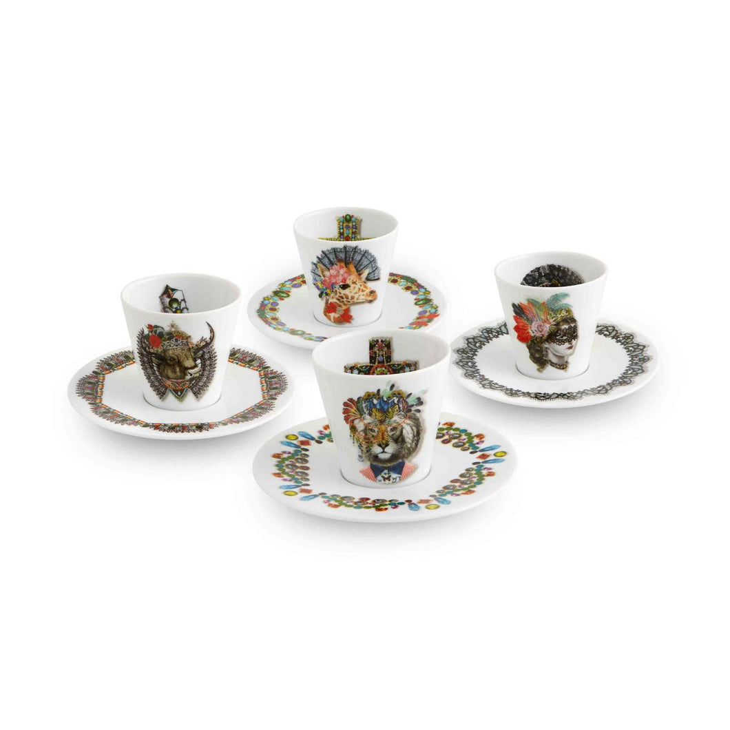 Vista Alegre Lacroix - Love Who You Want Set of 4 Expresso Cups And Saucers
