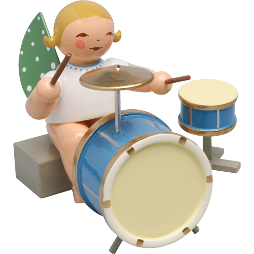 Wendt & Kuhn Angel with two-piece Percussion, Sitting Figurine