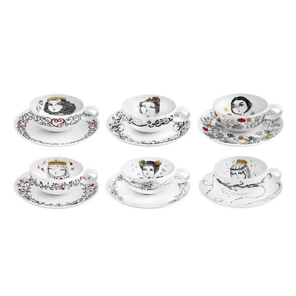 Load image into Gallery viewer, Vista Alegre Rainhas De Portugal Set of 6 Tea Cup And Saucers
